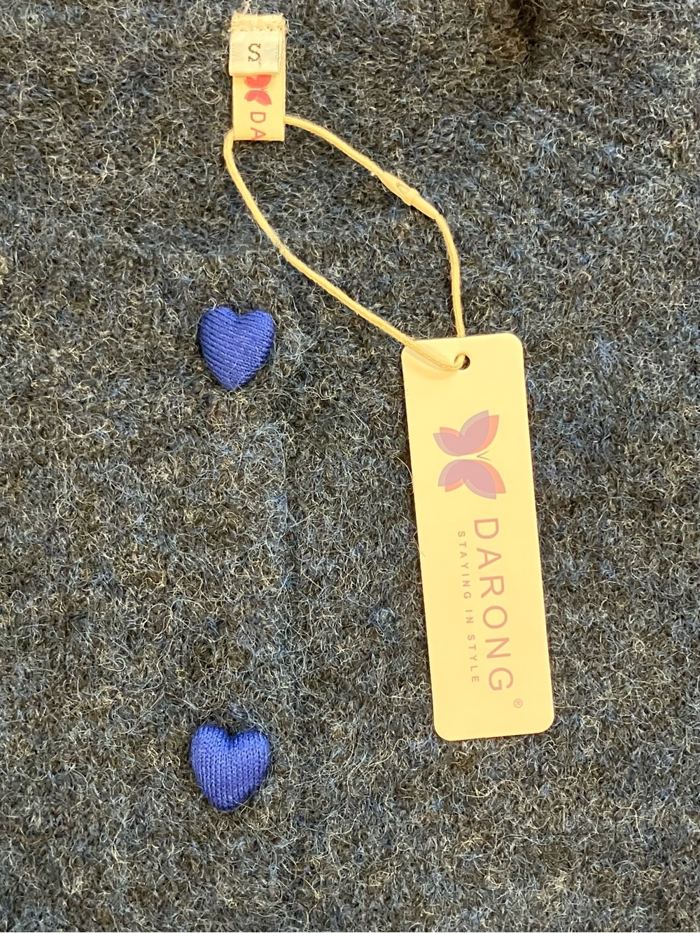 ♻️ Heart Shaped Button Front Fuzzy Navy Blue Cobalt Crew Neck Cardigan